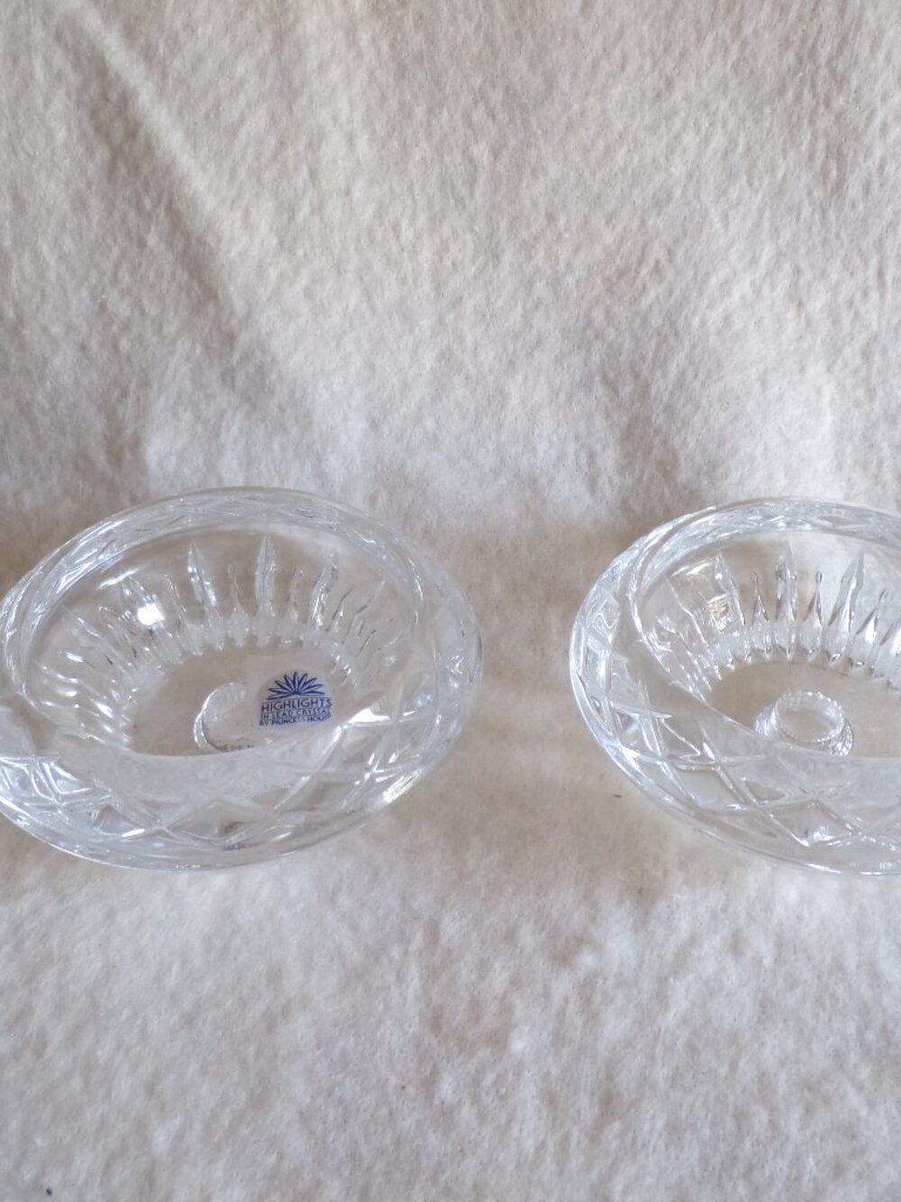Princess House Highlights 3 Way Candle Holders 24% Lead Crystal 4.5”. Set of two